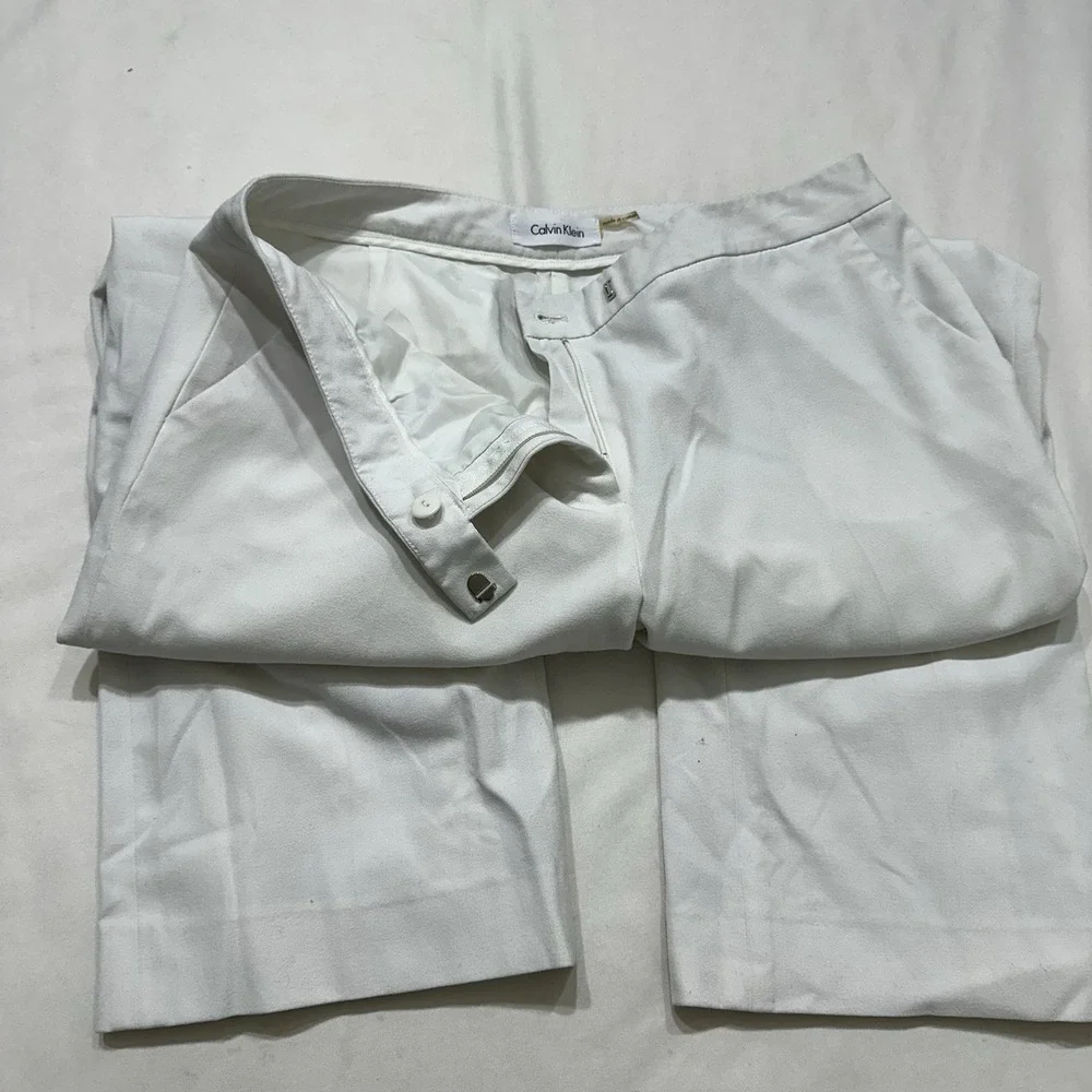 Calvin Klein Womens Ivory Dress Pants Lined‎ Career Suit Trousers